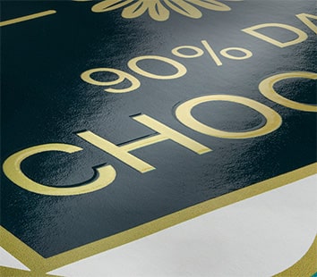 Partieller 3D-Lack auf selbstklebenden Etiketten